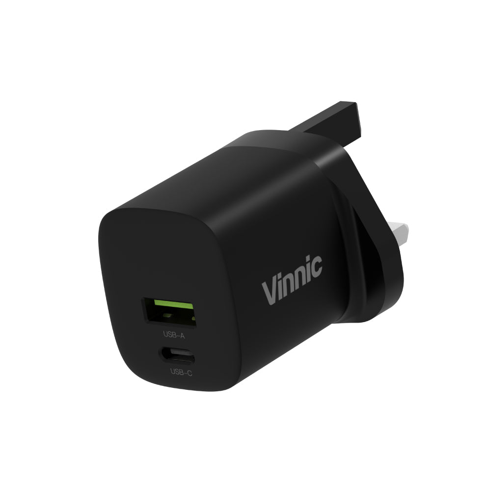 【Bundle Deal】Vinnic FERNOW 30W 2 ports Charger + USB-A to USB-C Cable - Shadow