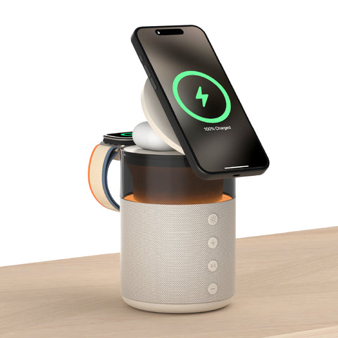 Vinnic Smoky Dome 5-IN-1 Wireless Charging Dock with BT Speaker (LOG-ON exclusive)