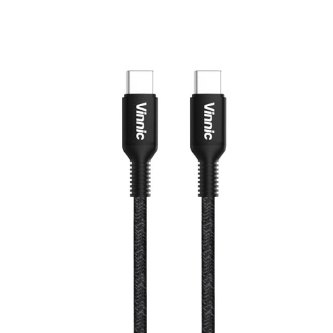 Vinnic 60W  USB-C to USB-C Cable - Vinnic  USB-C to USB-C Cable support 60W Fast Charge, transfers Speed up to 480Mbps. With HARD-WEARING EXTERIOR, it is too tough to break and tested 10,000 TIMES and Bend Test 20,000 TIMES , Its life-cycle  Lasts 5X longer and compatible with multi devices, with Vinnic 60W  USB-C to USB-C Cable support your device charge anytime, anywhere | Vinnic Power - Powered by Professional