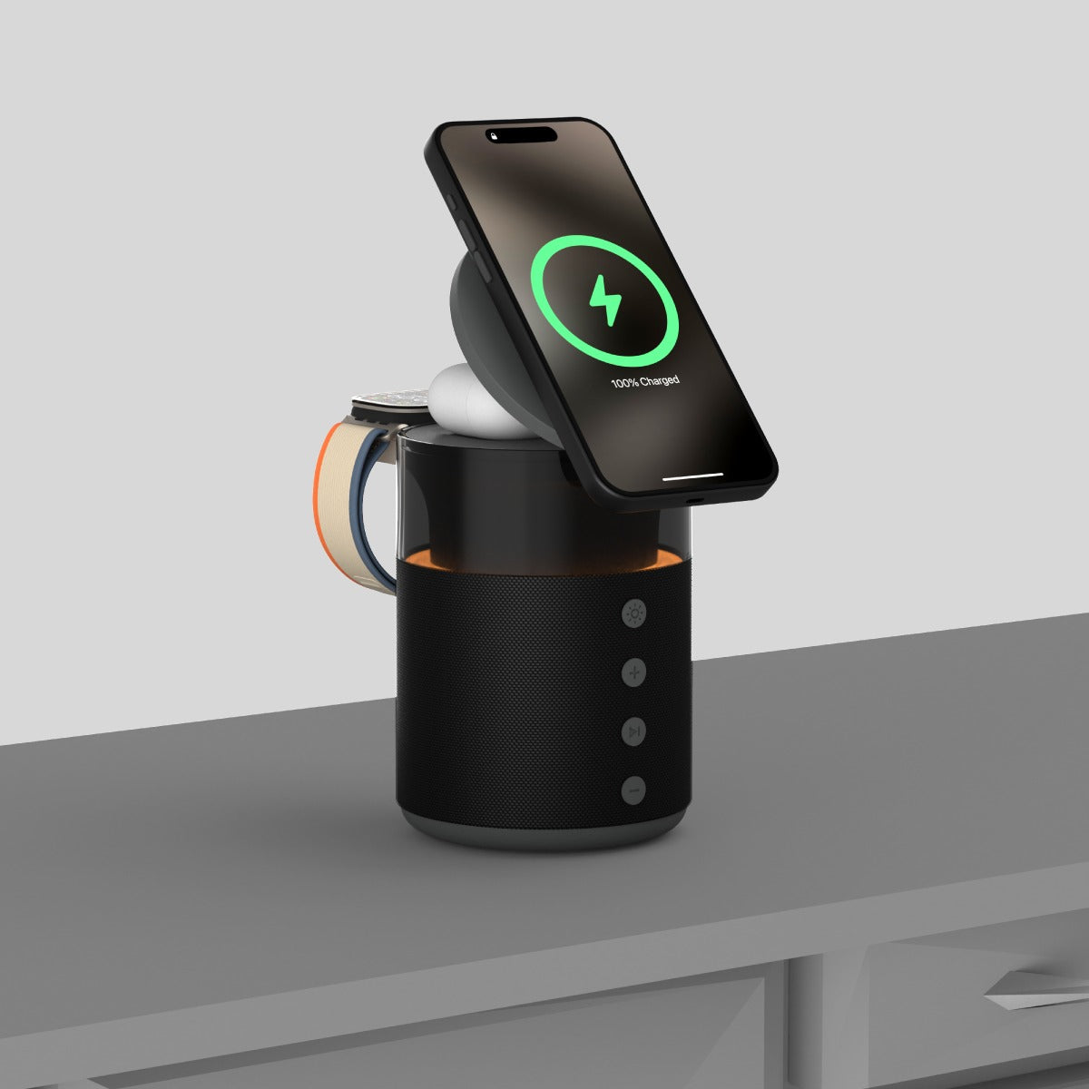 Vinnic Smoky Dome 5-in-1 Charging Dock | 15W 無線充 + 藍牙音響 + 氛圍燈