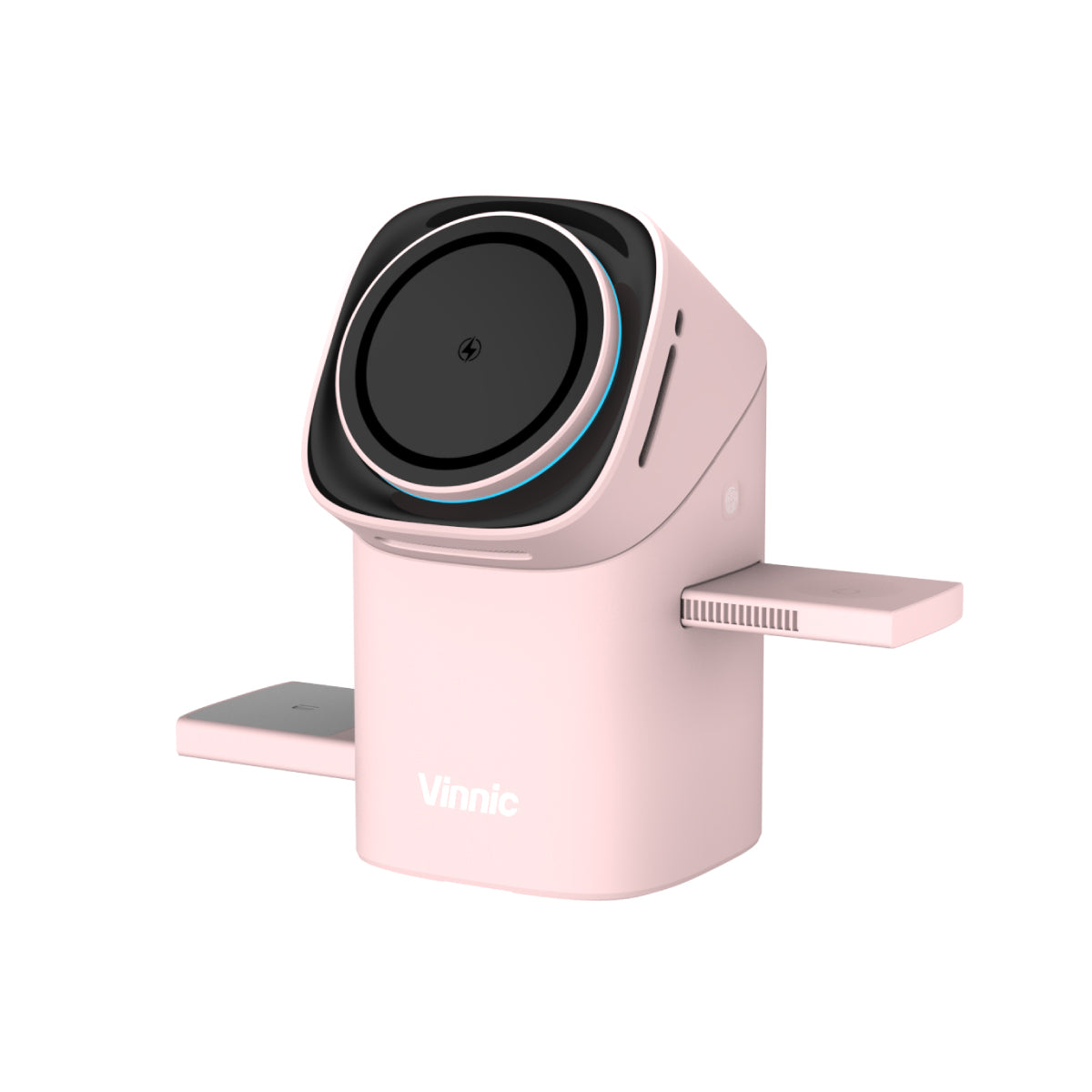 Vinnic OWL PEAK 2 三合一無線磁吸充電座粉紅色版，支援iPhone、AirPods和Apple Watch同時充電