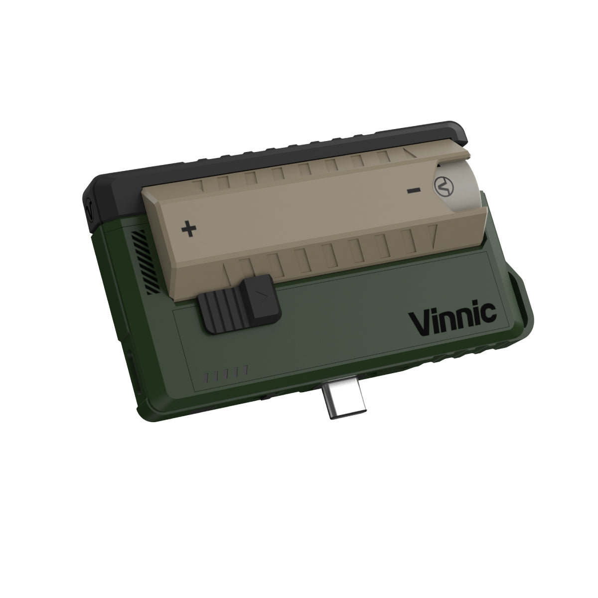 Vinnic Rendezvous 5000mAh 可拆卸電池行動電源，配備整合式 Type-C 插頭、可更換 SiC 21700 電池和 22.5W USB-C PD 充電。