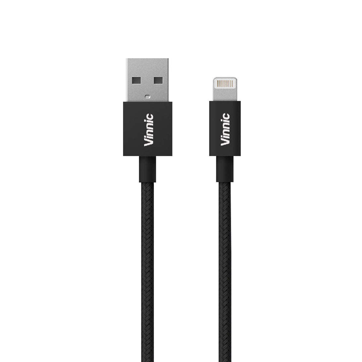 Vinnic MFi 蘋果官方認證 USB-A to MFi Lightning 傳輸充電線 - 暗黑