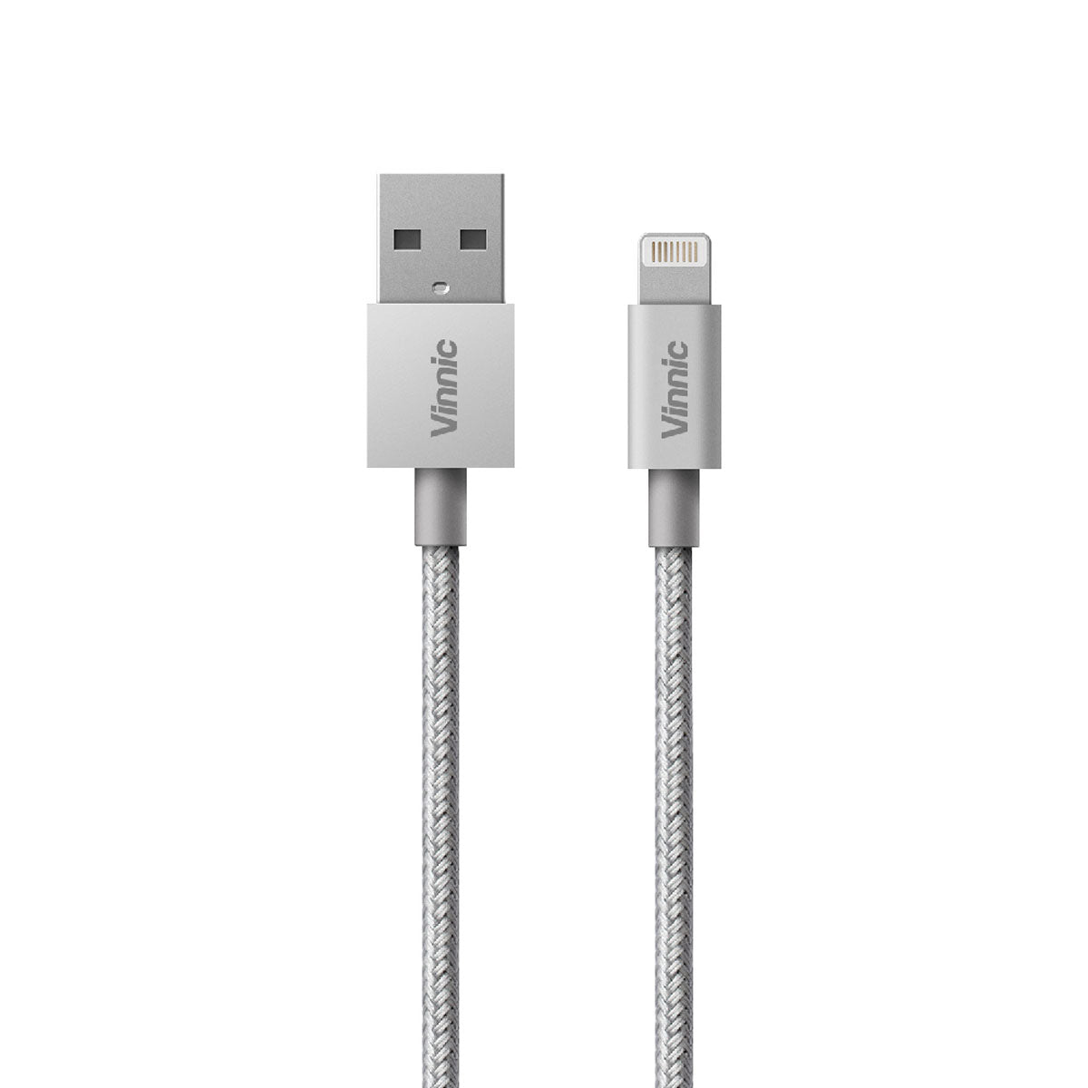 Vinnic MFi 蘋果官方認證 USB-A to MFi Lightning 傳輸充電線 - 淺鐵