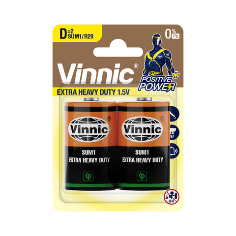 Vinnic 高功率碳性電池 D SUM1 / R20 (1.5V) - 2粒裝