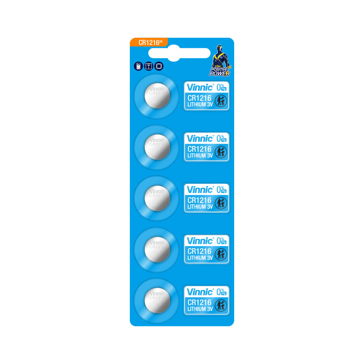 Vinnic Lithium Button Cell CR1216 (3V) - 5Count