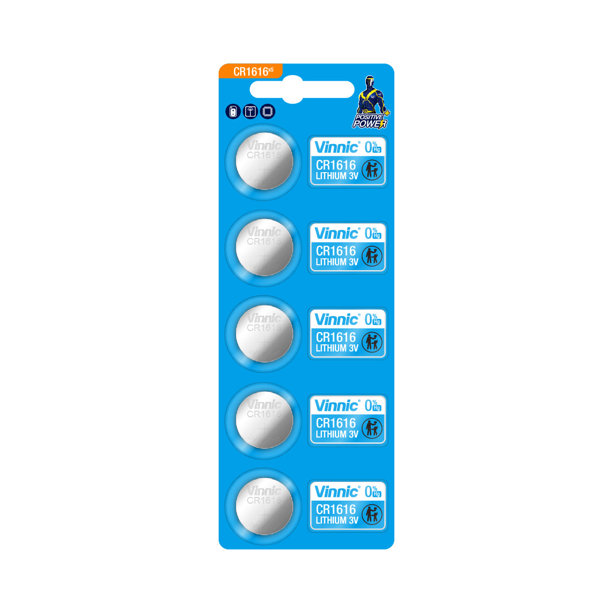 Vinnic Lithium Button Cell CR1616 (3V) - 5Count