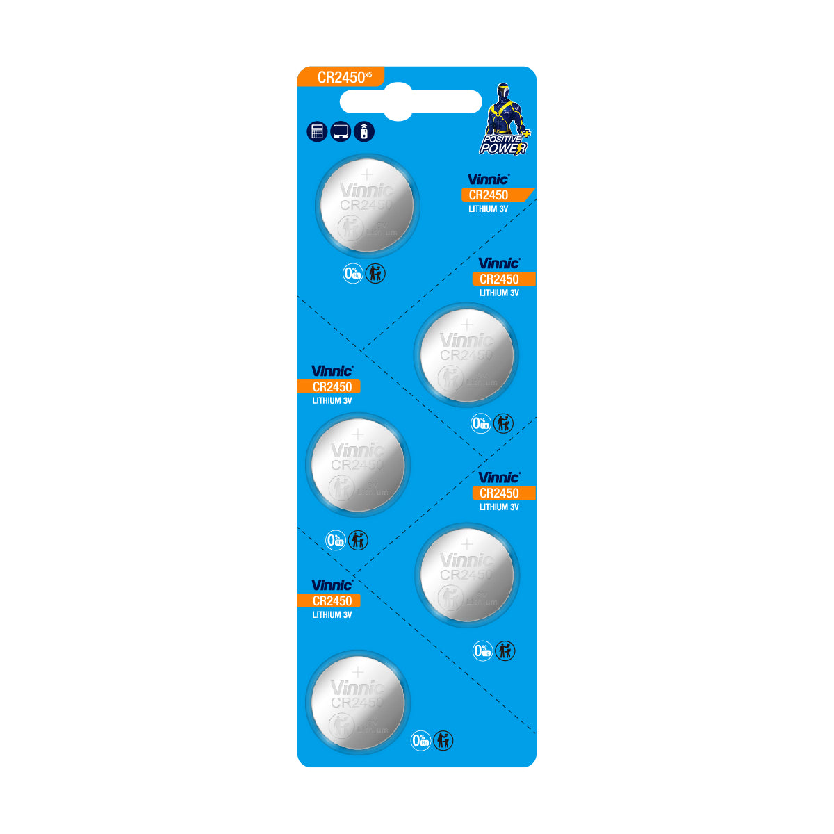 Vinnic Lithium Button Cell CR2450 (3V) - 5Count